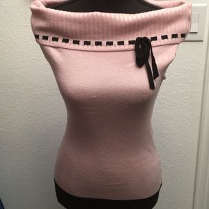Forever21 Pink/Black Off The Shoulder Knit Top